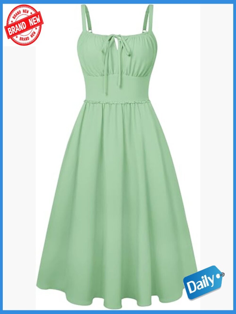 Sleeveless Spaghetti Strap A-Line Flowy Midi Sundress